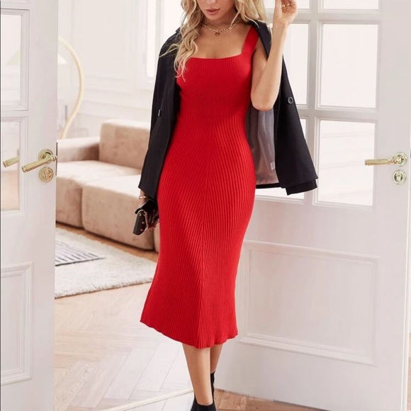 Black ribbed knit sweater dress - Picture 11 of 13